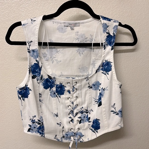 Corset Blue Floral Top - Picture 1 of 2